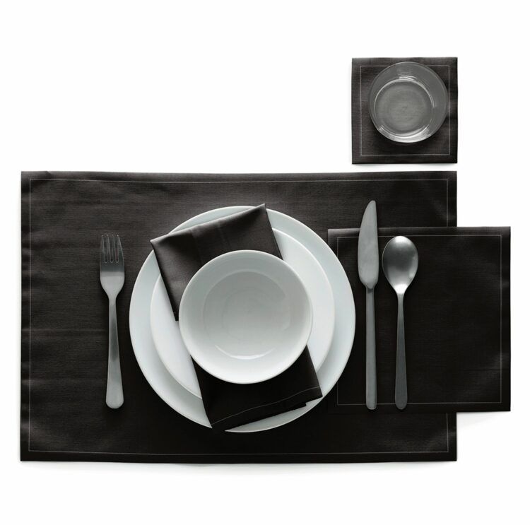 Set de table en tissu noir 48x32