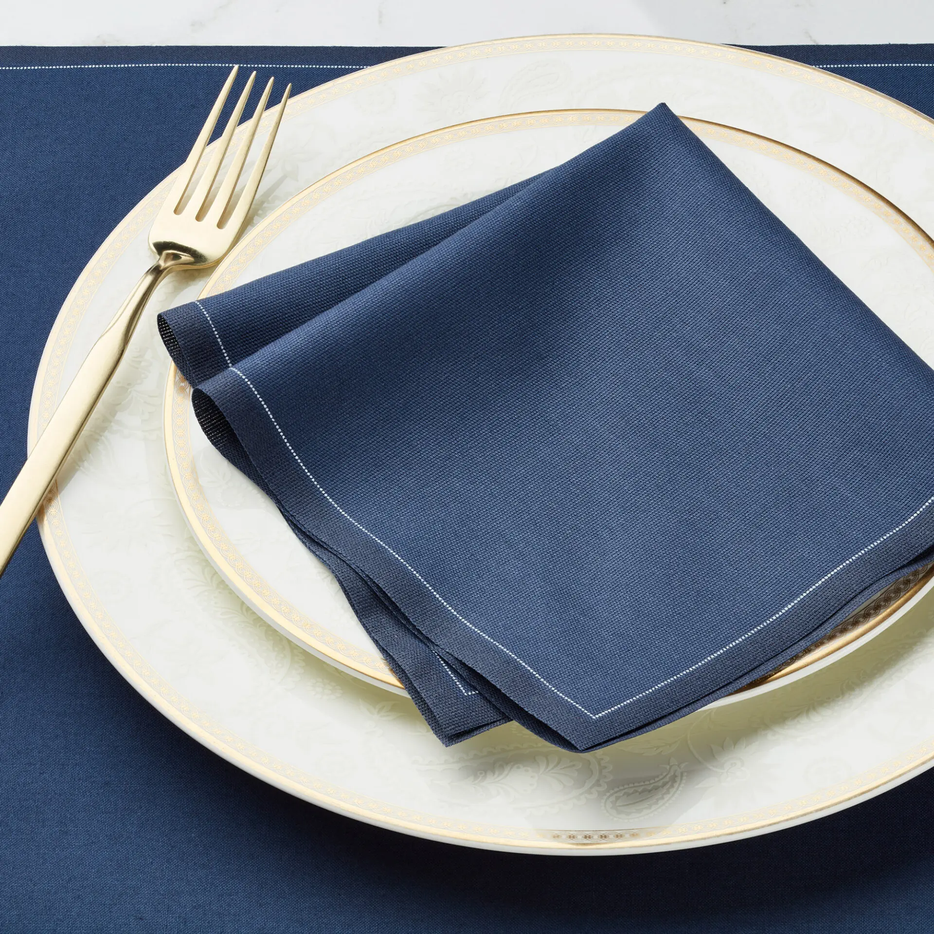 Serviette de table en tissu bleu pétrole 30x30
