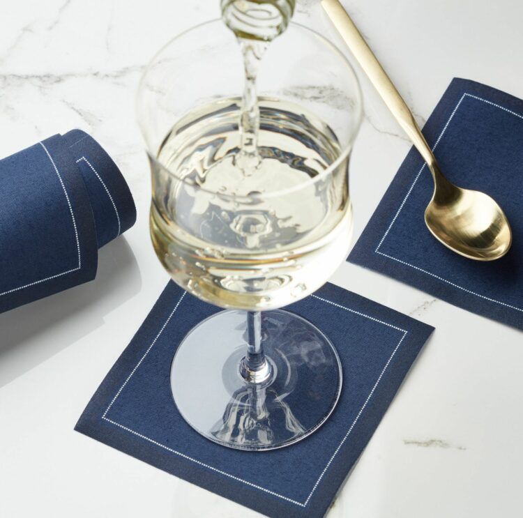 Serviette cocktail en tissu bleu pétrole 11x11