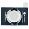 Lot pour 12 convives en tissu bleu pétrole
