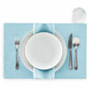 Lot pour 12 convives en tissu bleu brume