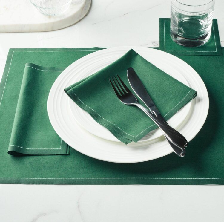 Set de table en tissu vert anglais 48x32