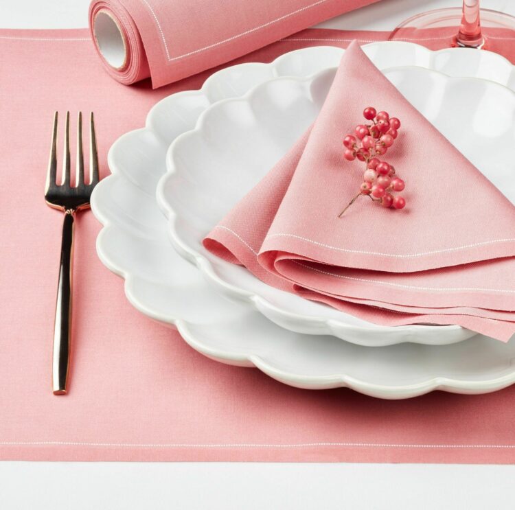 Set de table en tissu rose poudre 48x32