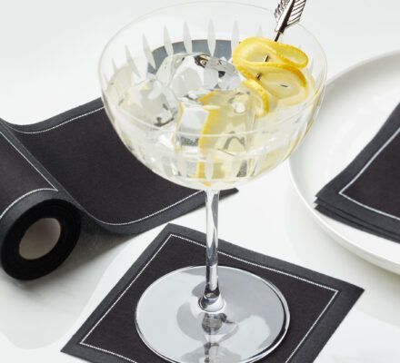 Serviette cocktail en tissu noir 11x11