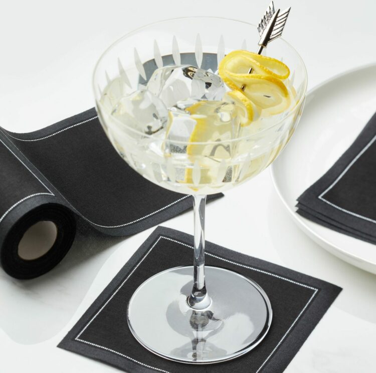 Serviette cocktail en tissu noir 11x11