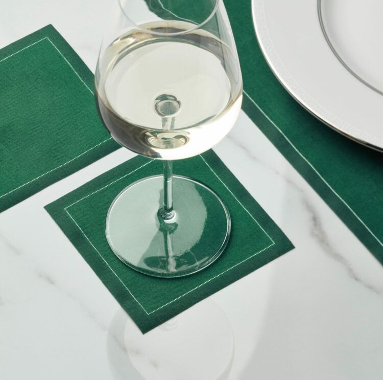 Serviette cocktail en tissu vert anglais 11x11