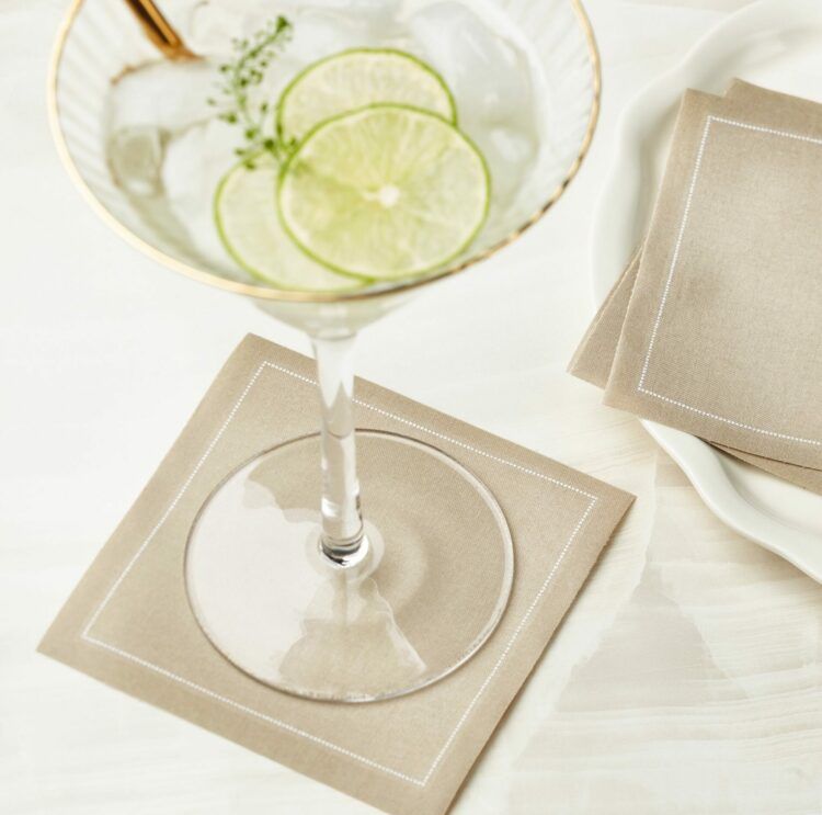 Serviette cocktail en tissu sable 11x11