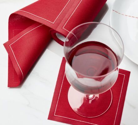 Serviette cocktail en tissu rouge carmin 11x11