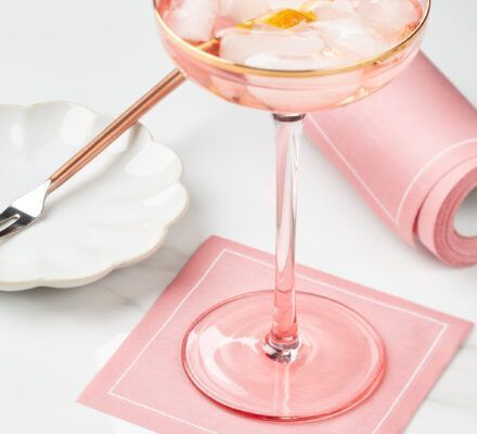 Serviette cocktail en tissu rose poudre 11x11