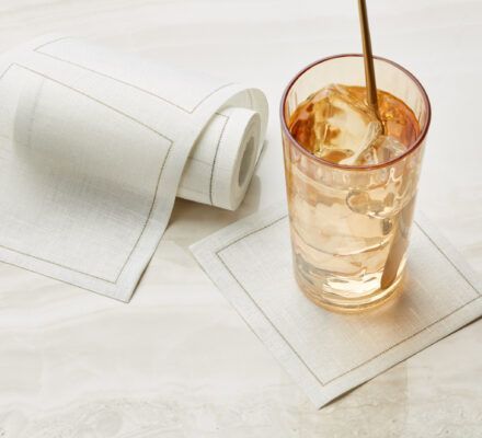 Serviette cocktail en tissu écru 11x11