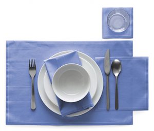 Manteles individuales y servilletas de tela con mucho color_azul