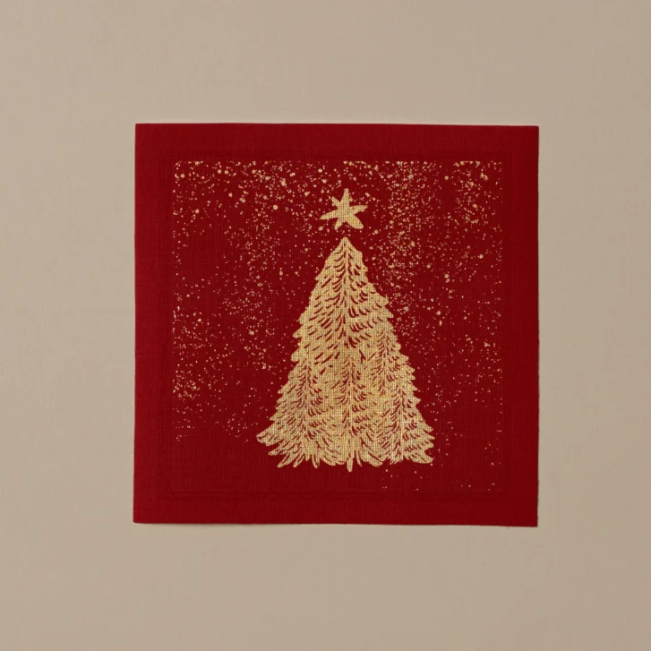 Serviettes en tissu pour cocktail collection Snowfall Red